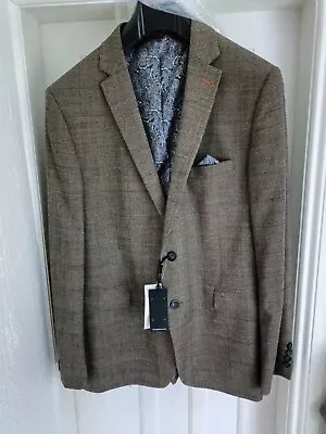 Buy Flintoff @ Jacamo Brown Check Single Breasted Suit Blazer Jacket Size 46 R BNWT • 21.99£