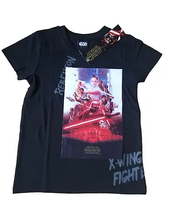 Buy Kids Star Wars T Shirt Short Sleeve Top 100% Cotton Black Age 5-12 Years Boys • 8.99£