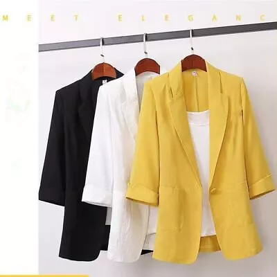 Buy Womens Ladies Plus Size 3/4 Sleeve Suit Blazer Jacket Coat • 10.01£