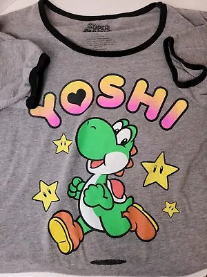 Buy Super Mario Bros Nintendo Grey T Shirt Video Game Youth L Yoshi • 5.52£