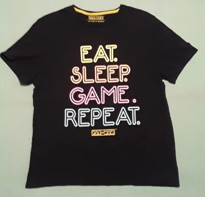 Buy PAC-MAN 'EAT SLEEP GAME REPEAT' Black/neon T Shirt Size Large, ASDA • 2£
