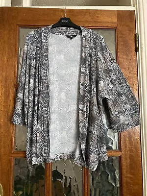 Buy VGC Ladies NEXT Soft GREY & SEPIA SNAKE SKIN PRINT OPEN FRONT COVER UP JACKET 10 • 3£