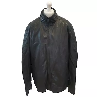 Buy F&F Black Zipped Leather Jacket Uk Men's 3XL Eu 62 G435 • 29.99£