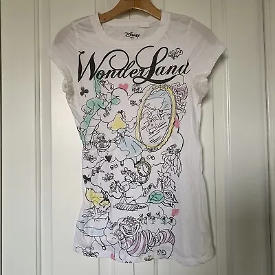 Buy Alice In Wonderland Cheshire Cat White Disney Shirt Girl’s Sz L • 10.24£