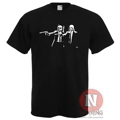 Buy Darth Vader Boba Fett Pulp Fiction Style Star Wars Printed T-shirt Force Awakens • 13.99£