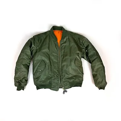 Buy Men's Vintage MA1 DELTA Bomber Jacket In Khaki Green XS Mens • 42.90£