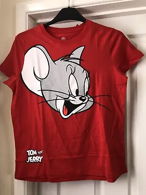 Buy Designer Warner Bros Tom And Jerry Mouse Face Design Red T Shirt Top Size S • 9£