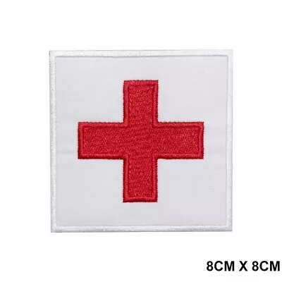 Buy Red Cross Flag Patch Iron/Sew On Patch Embroidered Badge Applique For Clothes • 2.79£