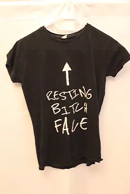 Buy Resting Bitch Face T Shirt Black Novelty Womens Size Small S Funny Arrow To Head • 2£