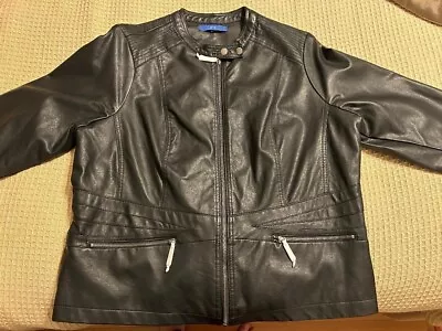 Buy New Apt. 9 Women's Black Imitation Leather Spring Jacket- Size 1x • 56.65£