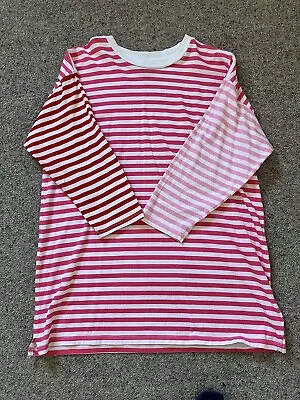 Buy ASOS Oversized Pink/red Striped Tshirt Top - Size 8 - Freepost • 6.99£