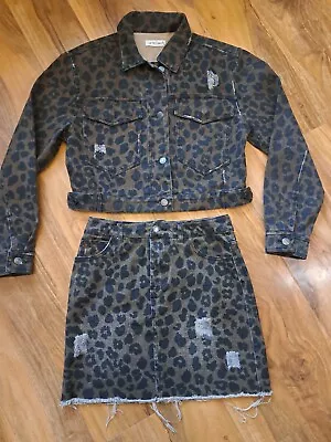 Buy FP TO LOVE 2 Piece Animal Denim Jeans Set Jacket And Mini Skirt Size S Funky  • 3£