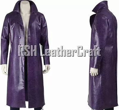 Buy Joker Suicide Squad Jared Leto Faux Leather Purple Trench Coat (All Sizes)  • 96.33£