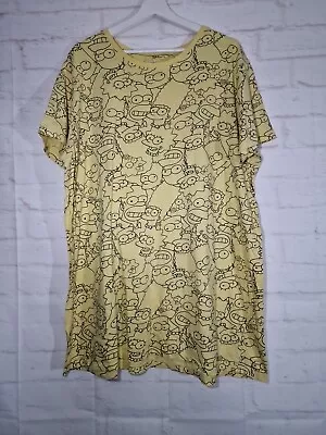 Buy The Simpsons T Shirt Dress Size 18-20 Pale Yellow Short Sleeve Relaxed Fit • 6.99£