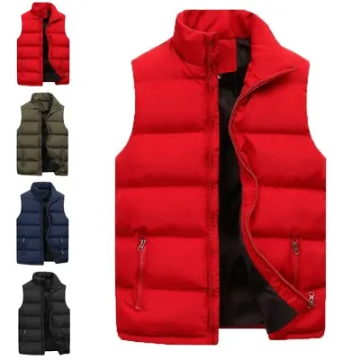 Buy Men‘s Winter Gilet Jacket Quilted Vest Body Warmer Sleeveless Padded Parka Coat • 15.99£