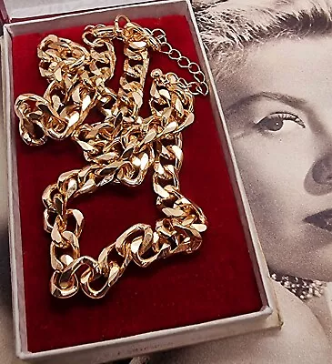Buy Vintage Necklace 1980s Heavy Cuban Link Gold Plated Bling Costume Jewellery • 16.99£