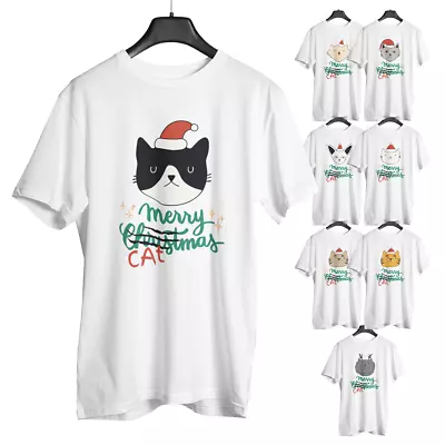 Buy T-Shirt Merry Catmas Printed Cat Christmas Xmas Pet Short Sleeve Tee Shirt Top • 14.95£