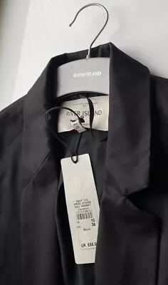 Buy Ladies River Island Black Collared Longline Open Waistcoat Size 10 • 24£