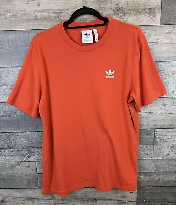 Buy Adidas Originals Essential T Shirt Mens Size M Plain Orange Embroidered Trefoil • 13.99£