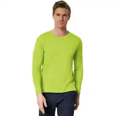 Buy Men's Long Sleeve T Shirt Cotton T-Shirt Longsleeve Sweatshirt Top Plain New • 9.99£