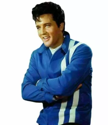 Buy Mens Elvis Presley Rock & Roll Red & Blue Cotton Leather Jacket New • 53£