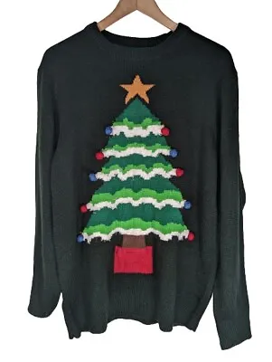 Buy Christmas Tree Christmas Jumper - Large - Green - Preowned - Free Shipping • 9.99£