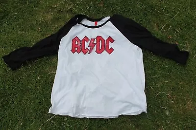 Buy AC/DC Long-Sleeved T-SHIRT (Large Ladies) Rock Music White H&M Divided VGC • 18.50£