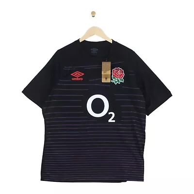 Buy Umbro England Rugby Jersey Black Alternative Top Short Sleeve Mens Size 2XL • 34.99£
