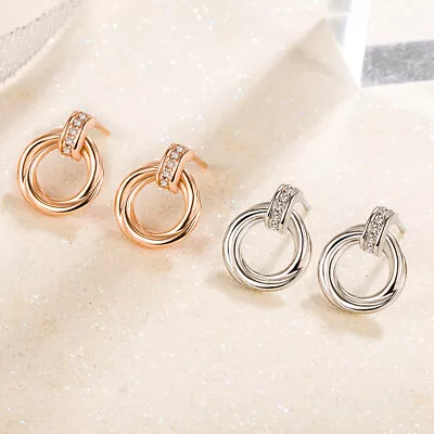Buy 925 Sterling Silver Twist Hoop CZ Bar Stud Earrings Women Girl Jewellery Gift UK • 3.98£