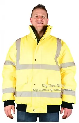 Buy Big Mens Yellow Brooklyn Marshall Hi Vis Jacket Coat 2XL 3XL 4XL • 25.09£