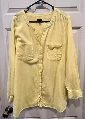 Buy Talbots Women's Peasant Blouse Plus 3X Yellow  Bohemian Gauzy 100% Cotton • 18.52£