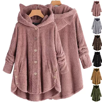 Buy Warm Womens Winter Fleece Hoodie Hooded Coat Ladies Casual Long Size Plus Jacket • 16.74£