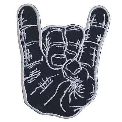 Buy Rock And Roll Hand Sign Music Biker Jacket Badge Iron/Sew On Embroidered Patch • 2.99£