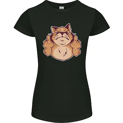 Buy Grumpy Cat Finger Flip Offensive Funny Womens Petite Cut T-Shirt • 8.75£