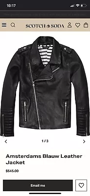 Buy Scotch And Soda Real Leather Black Biker Jacket  • 115£