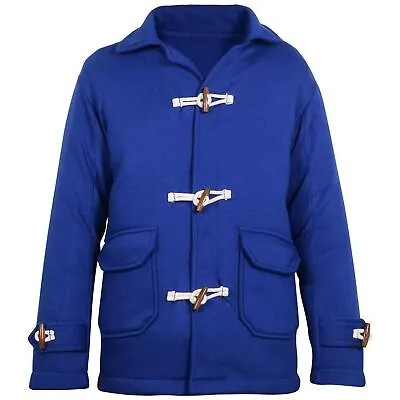 Buy Kids Girls Boys Plain Royal Duffle Coat Fleece Long Sleeves Jacket Age 7-13 Yr • 12.99£
