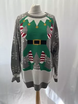 Buy Noroze Grey Elf Christmas Jumper Size XL Long Sleeve Acrylic Knit Pullover Women • 9.89£