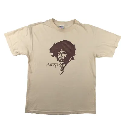 Buy Alstyle Apparel Jimi Hendrix T Shirt Size M Beige Vintage Signature Graphic • 24.99£