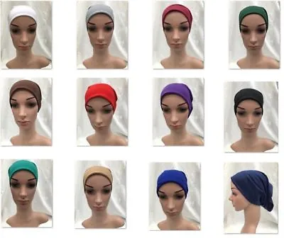 Buy Women Ladies Under Scarf Hijab TUBE Bonnet BONE Cap MANY Colours Stretchable New • 1.99£