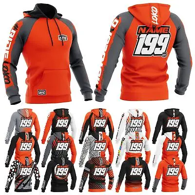 Buy Orange Customised Sublimated Hoodie (Adult) Motocross Motorsport Race Name Nu... • 59.99£