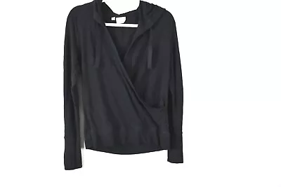 Buy Athleta Black Faux Wrap Draped Front Pullover Lng Slv Athliesure Hoodie Women M • 24.11£