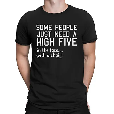 Buy Some People Need High Five Mens ORGANIC T-Shirt Novelty Comedy Joke Gift Top Tee • 8.95£