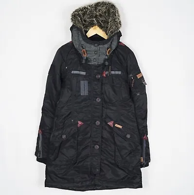 Buy KHUJO MORANE Women's Parka Jacket Size M Insulated Black Hooded Full Zip S11085 • 29.95£