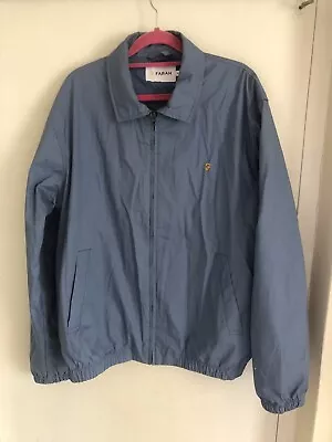 Buy Mens Mid Blue Farah Lightweight Cotton Blouson Jacket Zip Front Pockets Xl Vgc • 20£