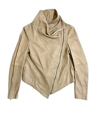 Buy Muubaa Sabina Drizzle Drape Cardi Lambskin Beige Taupe Leather Jacket  Sz 6 $467 • 140.80£