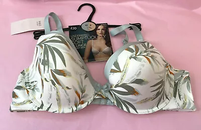 Buy Marks & Spencer New Green-mix Sumptuously Soft Leaf Pattern Plunge T-shirt Bra • 13.99£