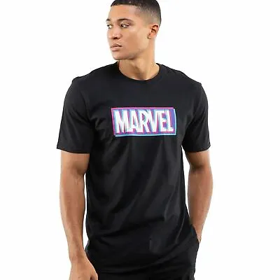 Buy Official Marvel Mens  Glitch Logo T-shirt Black  S - XXL • 13.99£