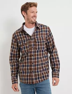 Buy RIVERS - Mens Regular Cotton Jacket - Brown Winter Shacket - Checkered - Shirt • 16.16£