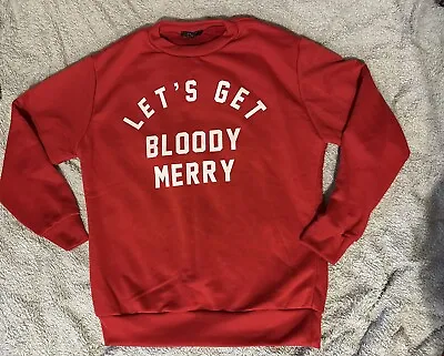 Buy BN Christmas Jumper Lets Get Bloody Merry Slogan Sweatshirt Pullover Top S/M Red • 6£