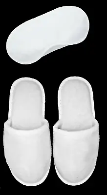 Buy White Spa Slippers Closed Toe Sleep Mask Hotel Wedding Dance Guest Party Plain • 3.99£